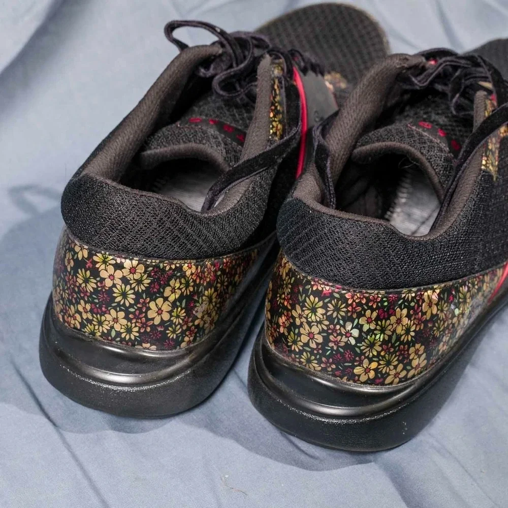 Alegria Women's Comfort Shoes Black Floral Size 11 Slip-On‎ Lace-Up
